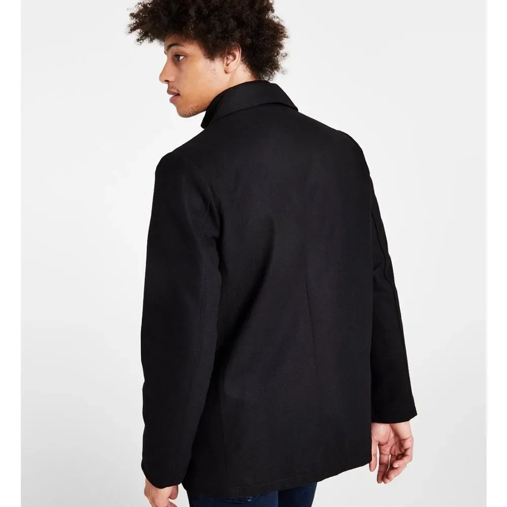 Kenneth Cole Men's Double Breasted Wool Blend Peacoat with Bib size L NWT in pkg